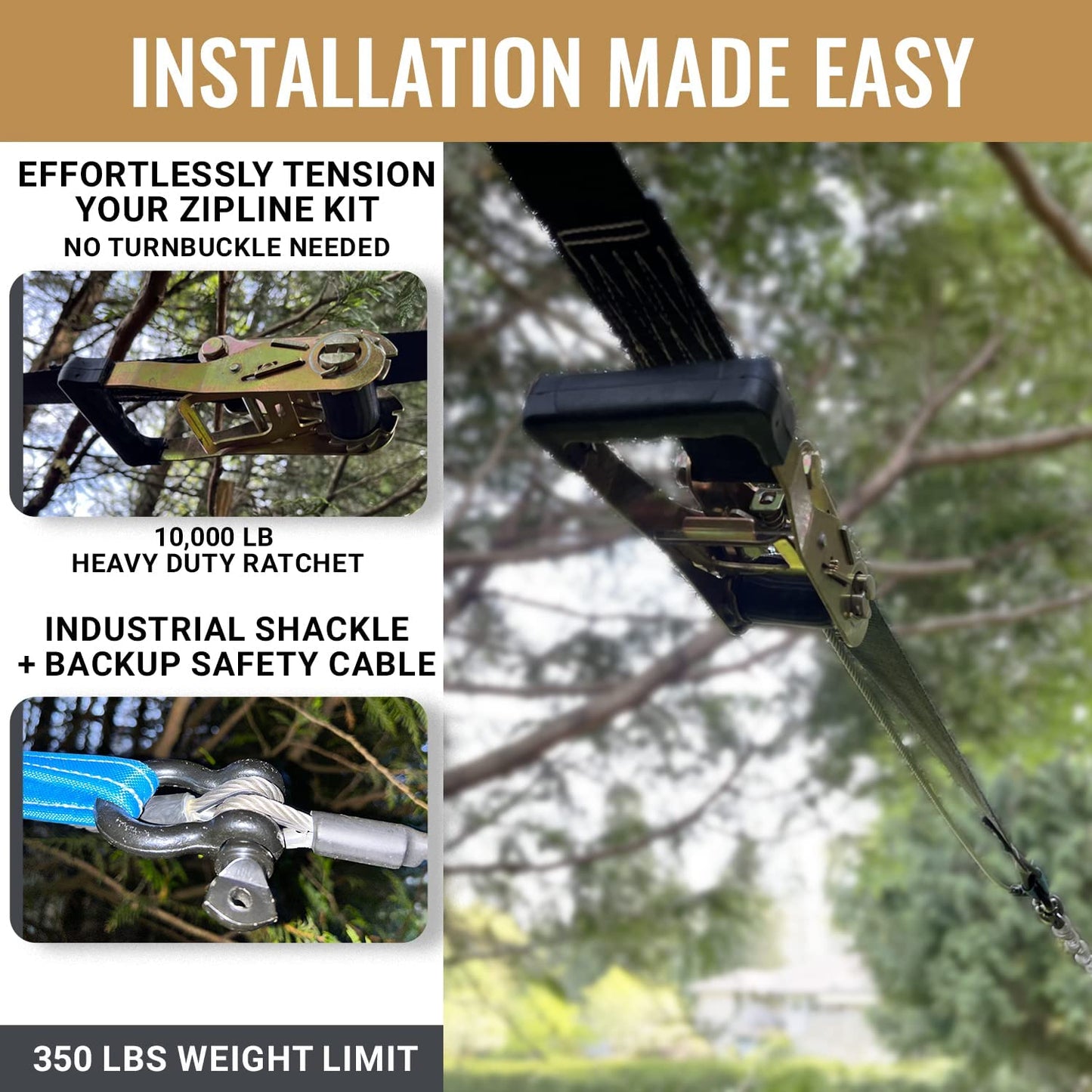 100 ft Home Zipline Kit